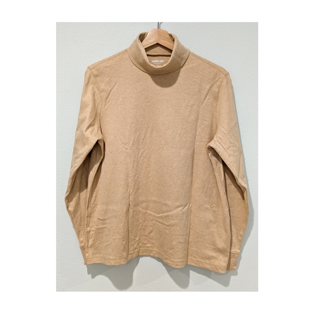 L.L. Bean Almond Tan Turtleneck Long Sleeve Top, Size L